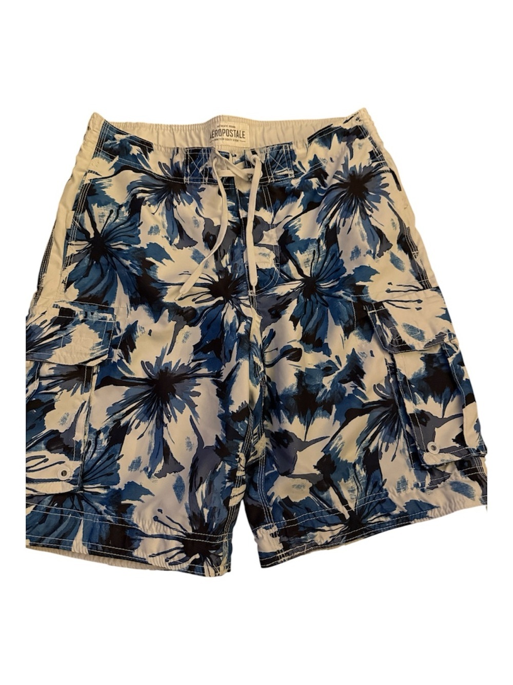 Aeropostale Men's White and Blue Floral Board Shorts